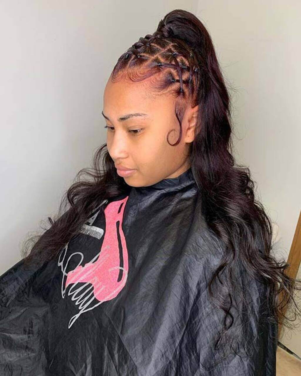 Long Wavy Ponytail With Front Braids — Classy Rubber Bands Hairstyles