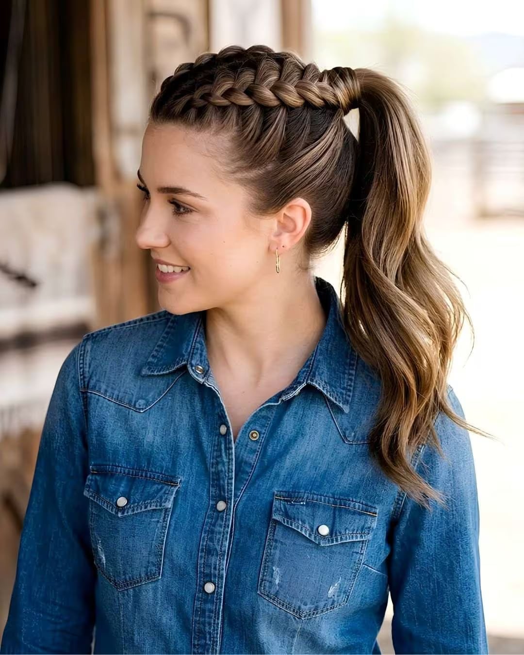 Braided Crown Ponytail With Subtle Highlights — Classy Running Hairstyles