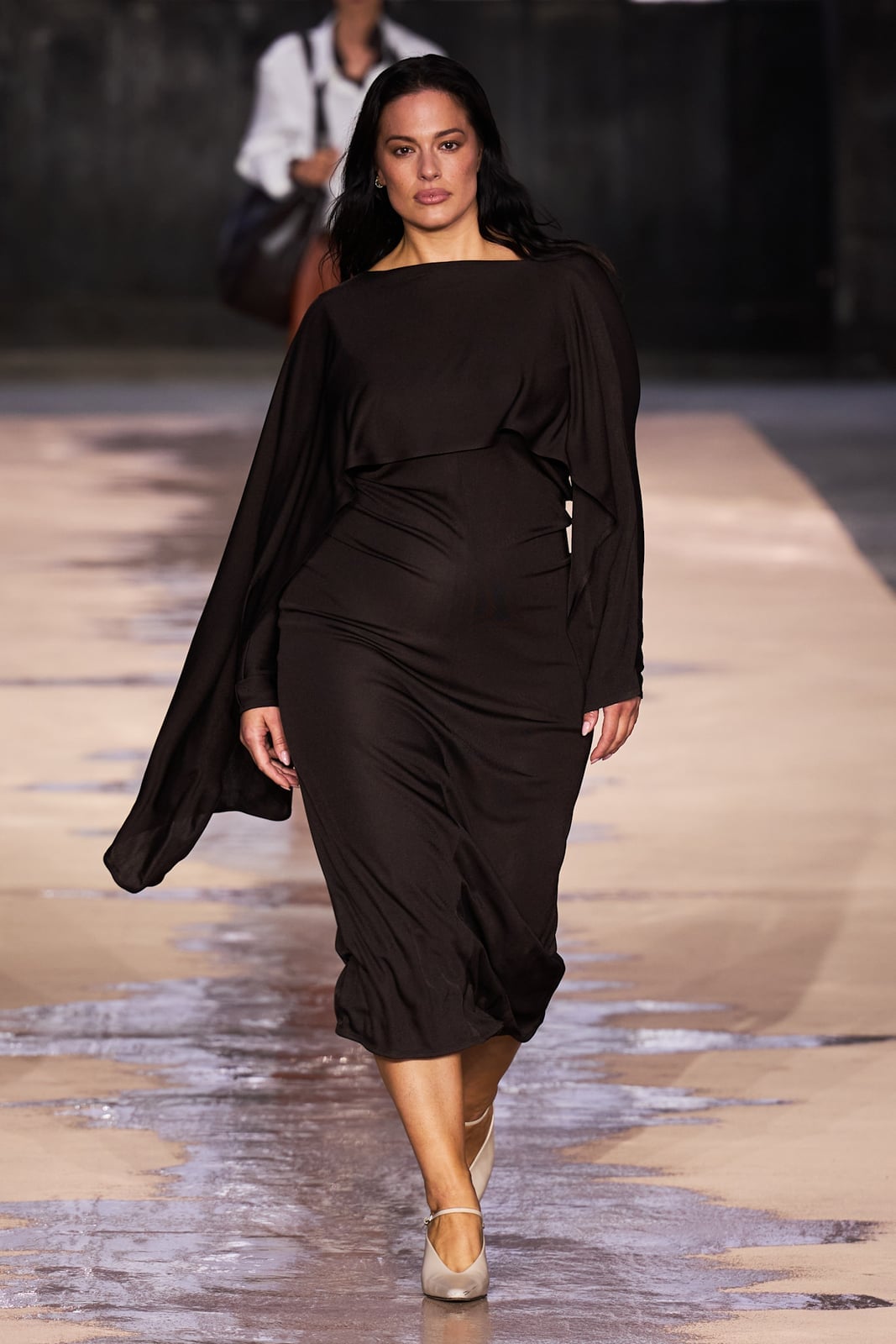 Dark Brown Draped Jersey Dress with Cape Sleeves — Classy Runway Dresses