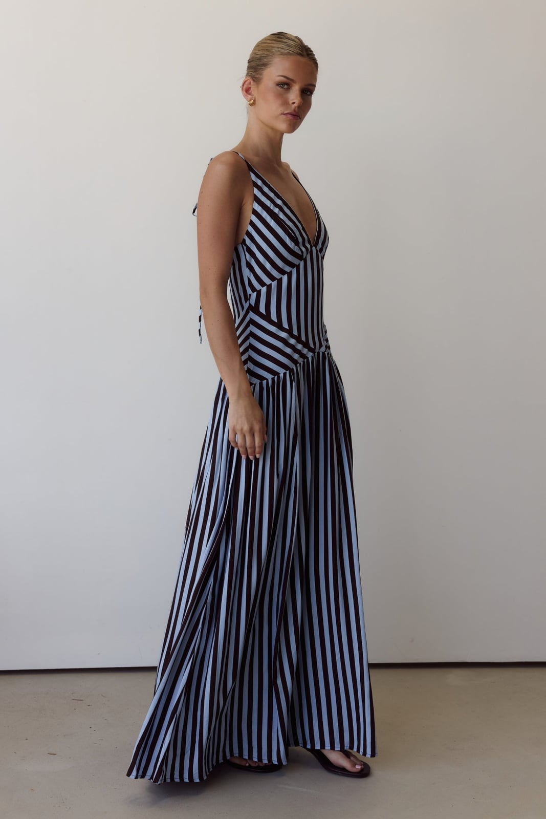 Blue and Black Striped Maxi Dress — Classy Runway Dresses