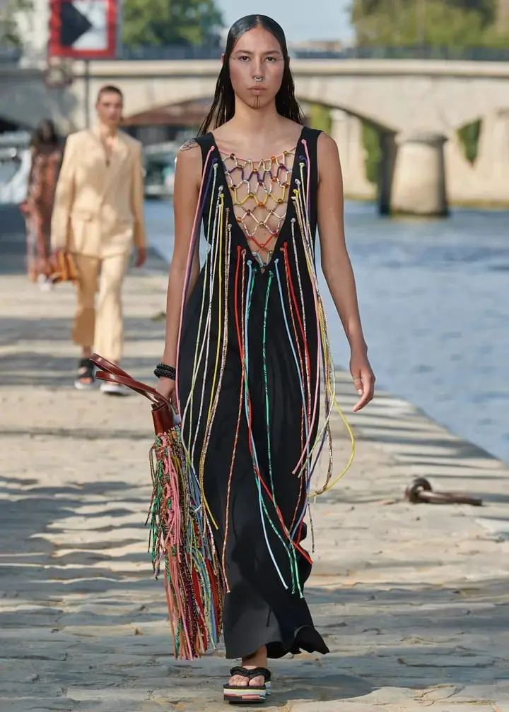 Black Maxi Dress with Colorful Beaded Fringe — Classy Runway Dresses