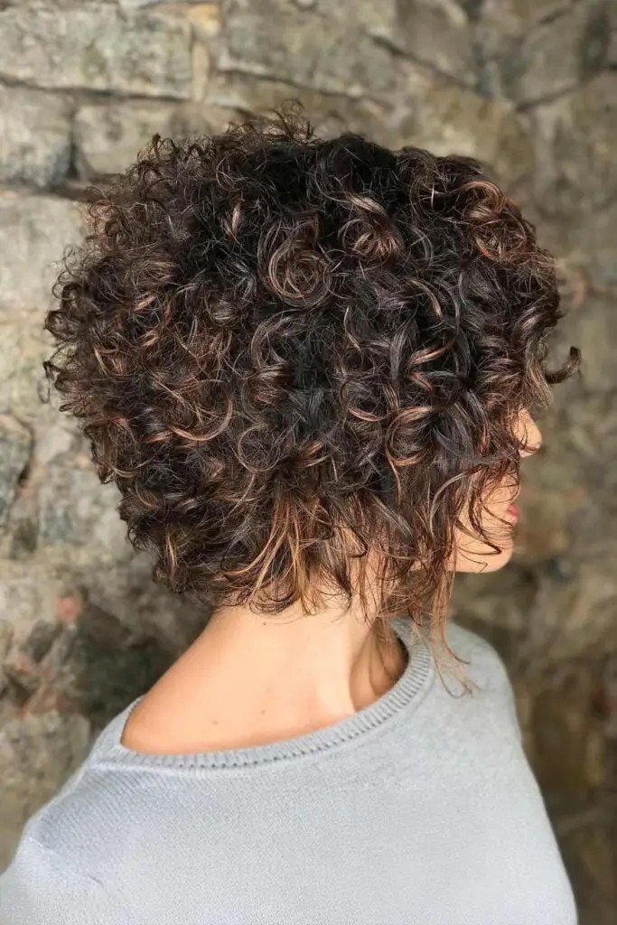 Angled Bob Dark Brown Caramel Angled Bob Dark Brown Caramel — Classy Short Curly Hair