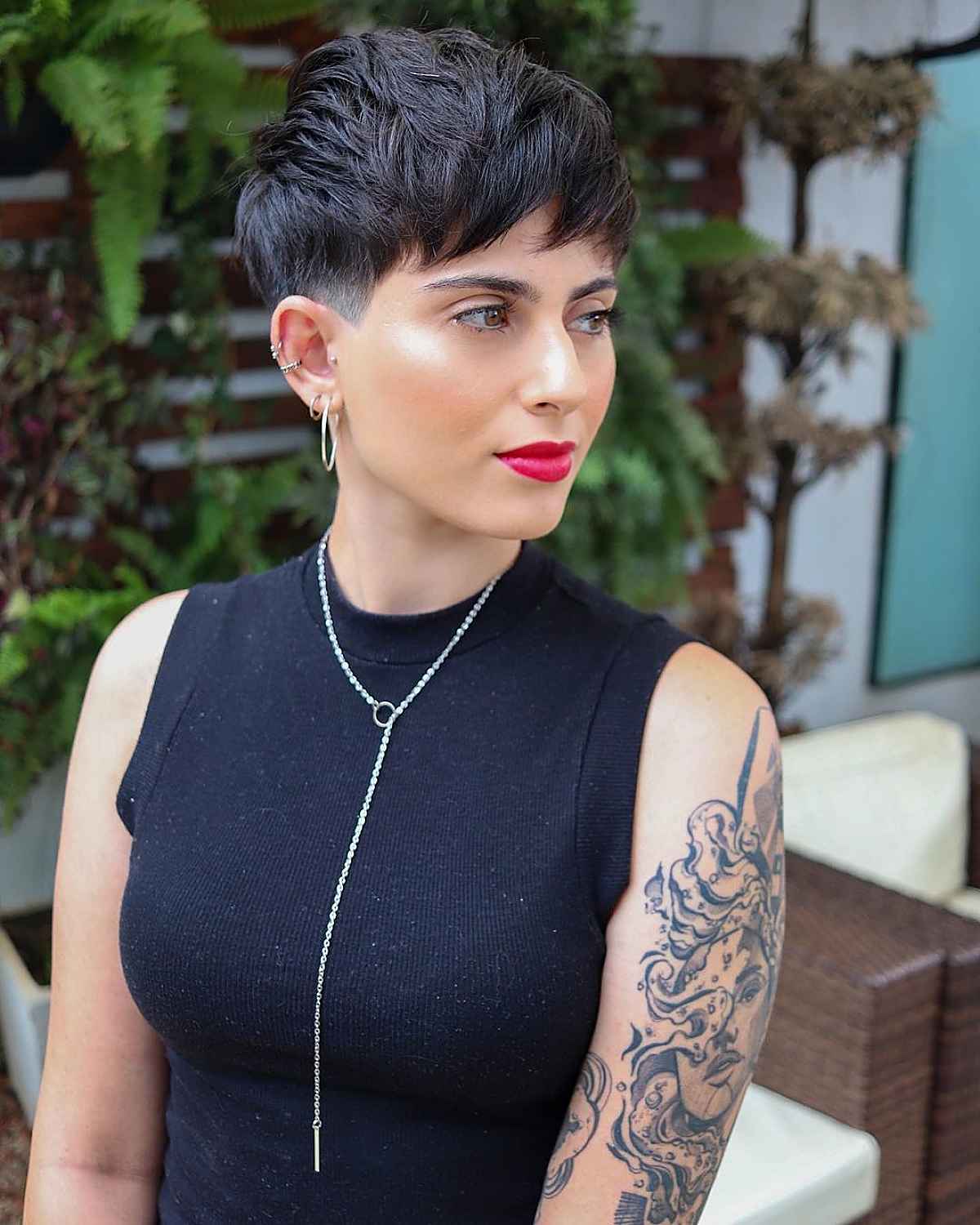 Sharp Dark Brown Textured Pixie Sharp Dark Brown Textured Pixie — Classy Short Hair Pixie