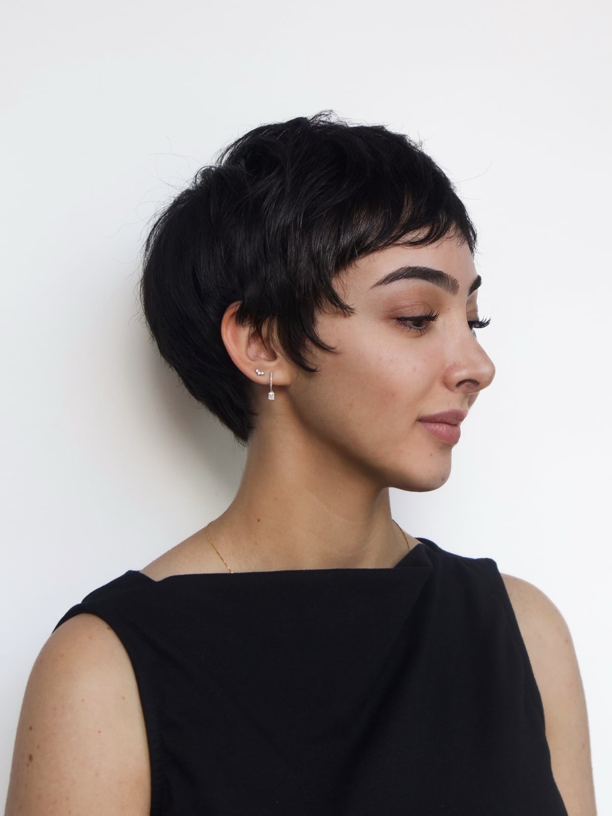 Piecey Black Pixie With Wispy Fringe Piecey Black Pixie With Wispy Fringe — Classy Short Hair Pixie
