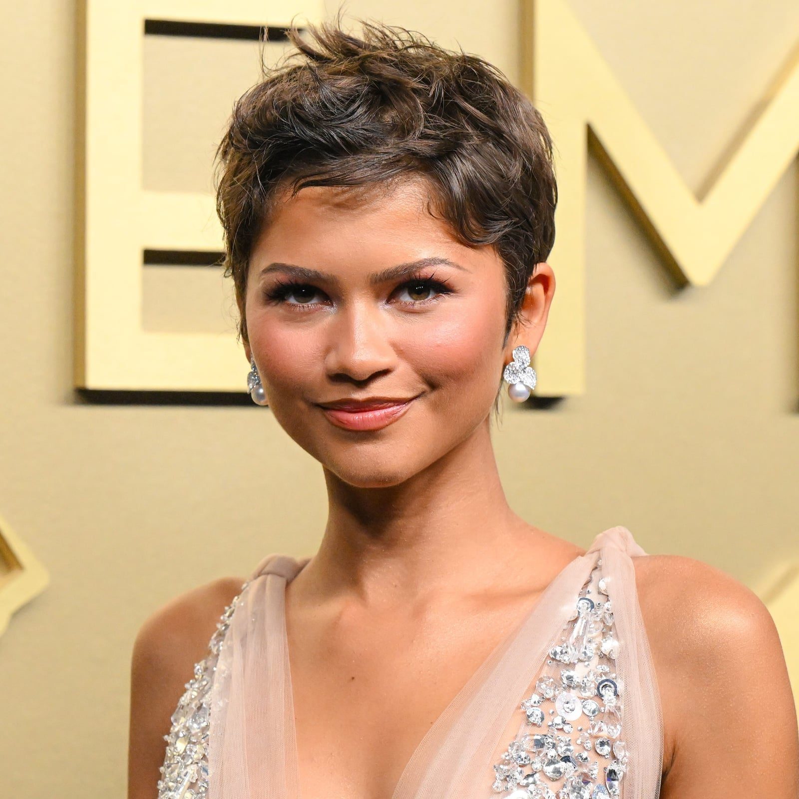 Glossy Medium Brown Wavy Pixie Glossy Medium Brown Wavy Pixie — Classy Short Hair Pixie