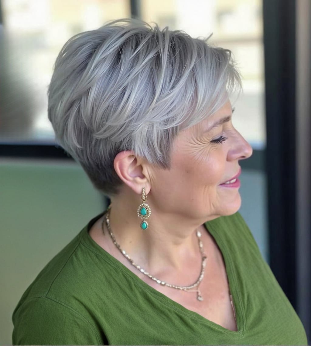 Silver Gray Layered Pixie Silver Gray Layered Pixie — Classy Short Hair Pixie
