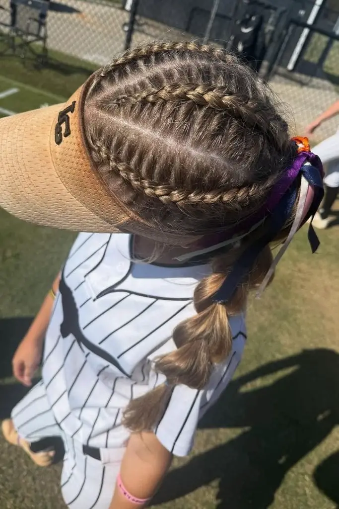 Multiple Braids With Ribbon Accents — Classy Softball Hair