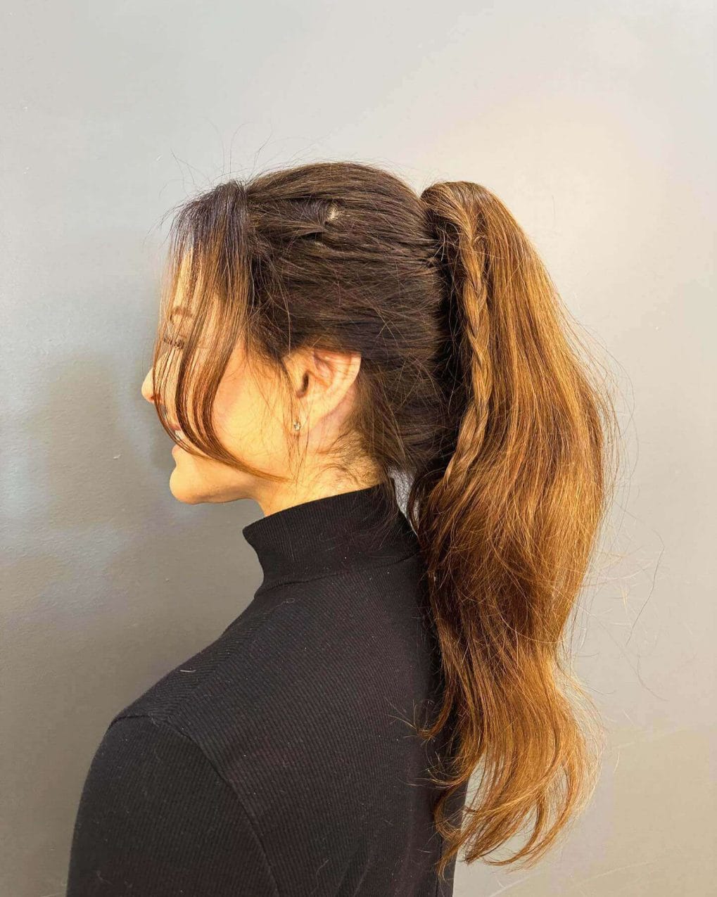 High Ponytail With Braided Accent, Mid-Back — Classy Softball Hair