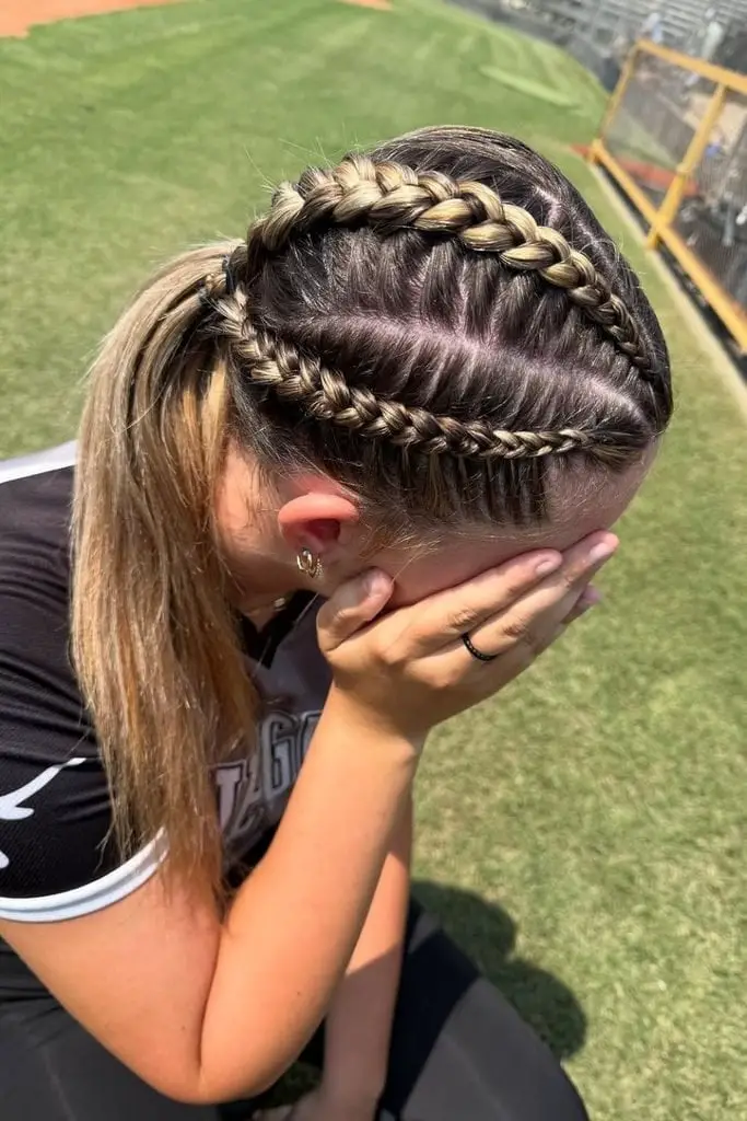 Double Cornrows Into High Ponytail — Classy Softball Hair