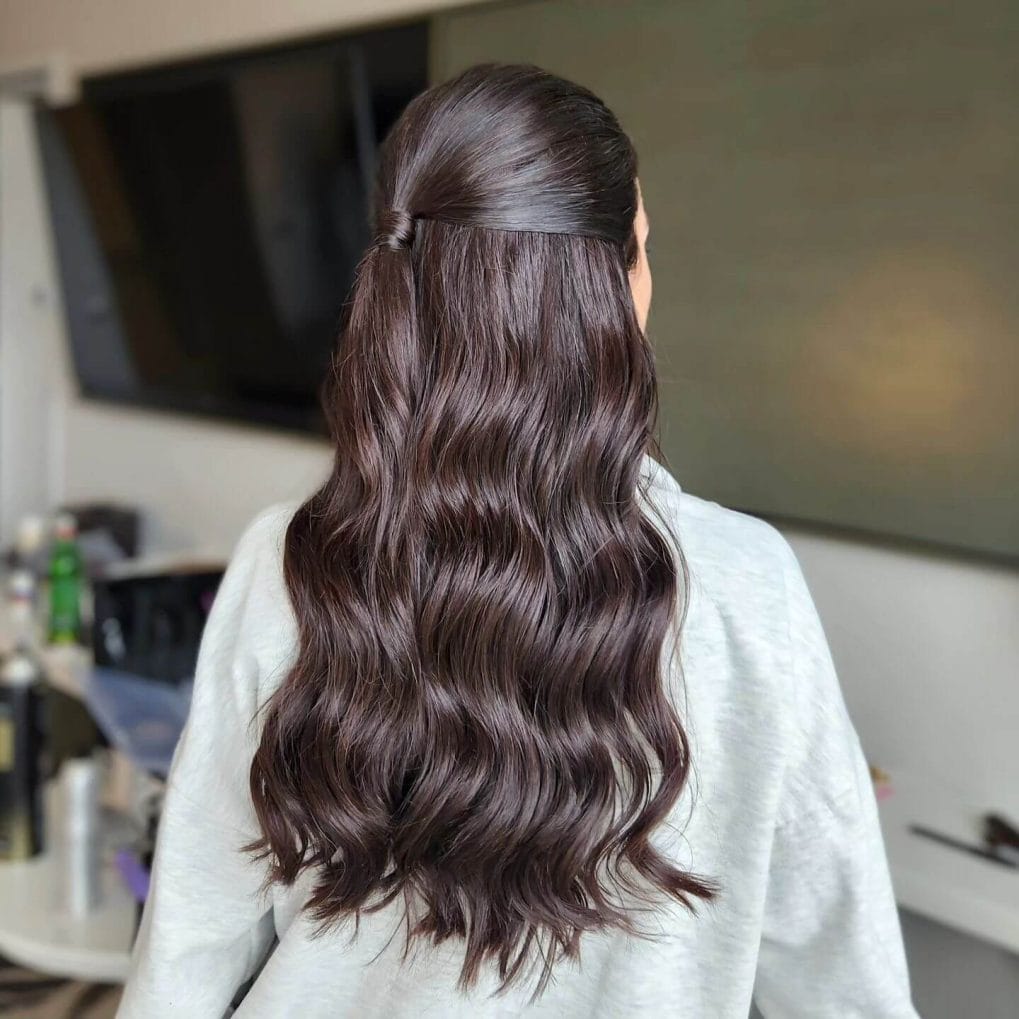 Half-Up Style With Glossy Waves — Classy Softball Hair