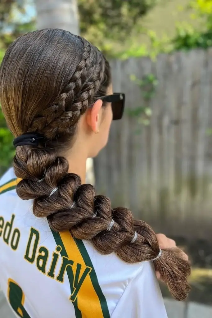 Dutch Braid Into Bubble Braid — Classy Softball Hair