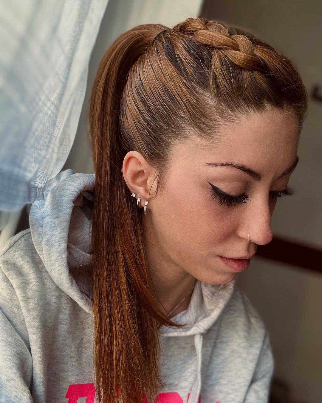 Braided Ponytail With Auburn Highlights Braided Ponytail With Auburn Highlights — Classy Sports Hair