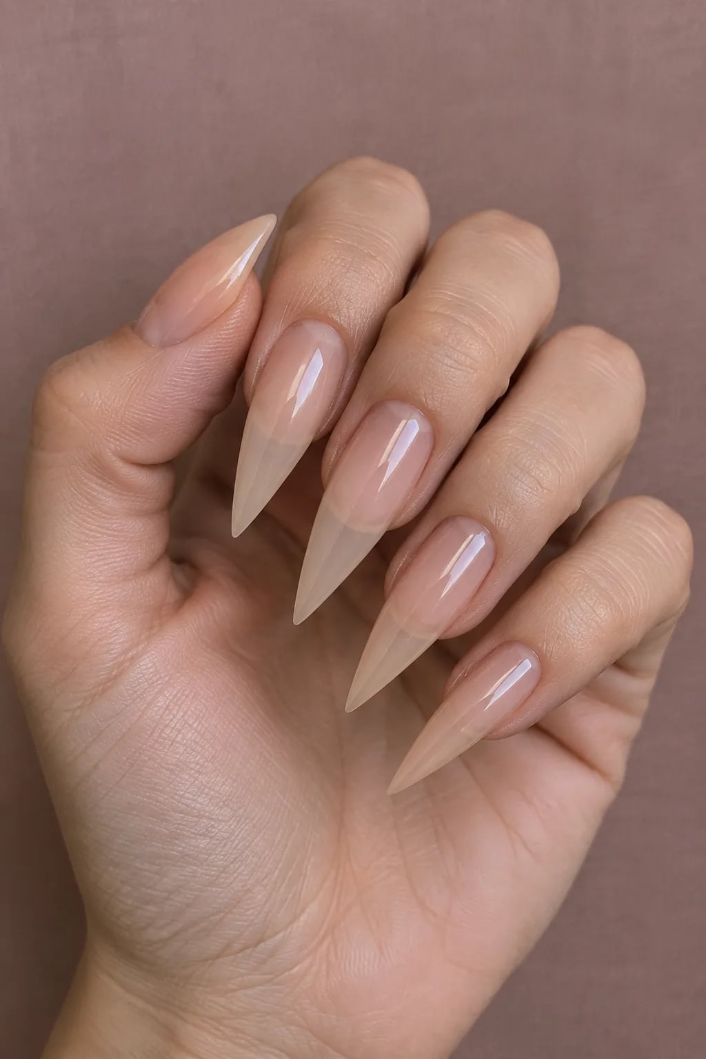 Nude To Red Gradient Stilettos With Chrome Accent Nude To Red Gradient Stilettos With Chrome Accent — Classy Stiletto Nails