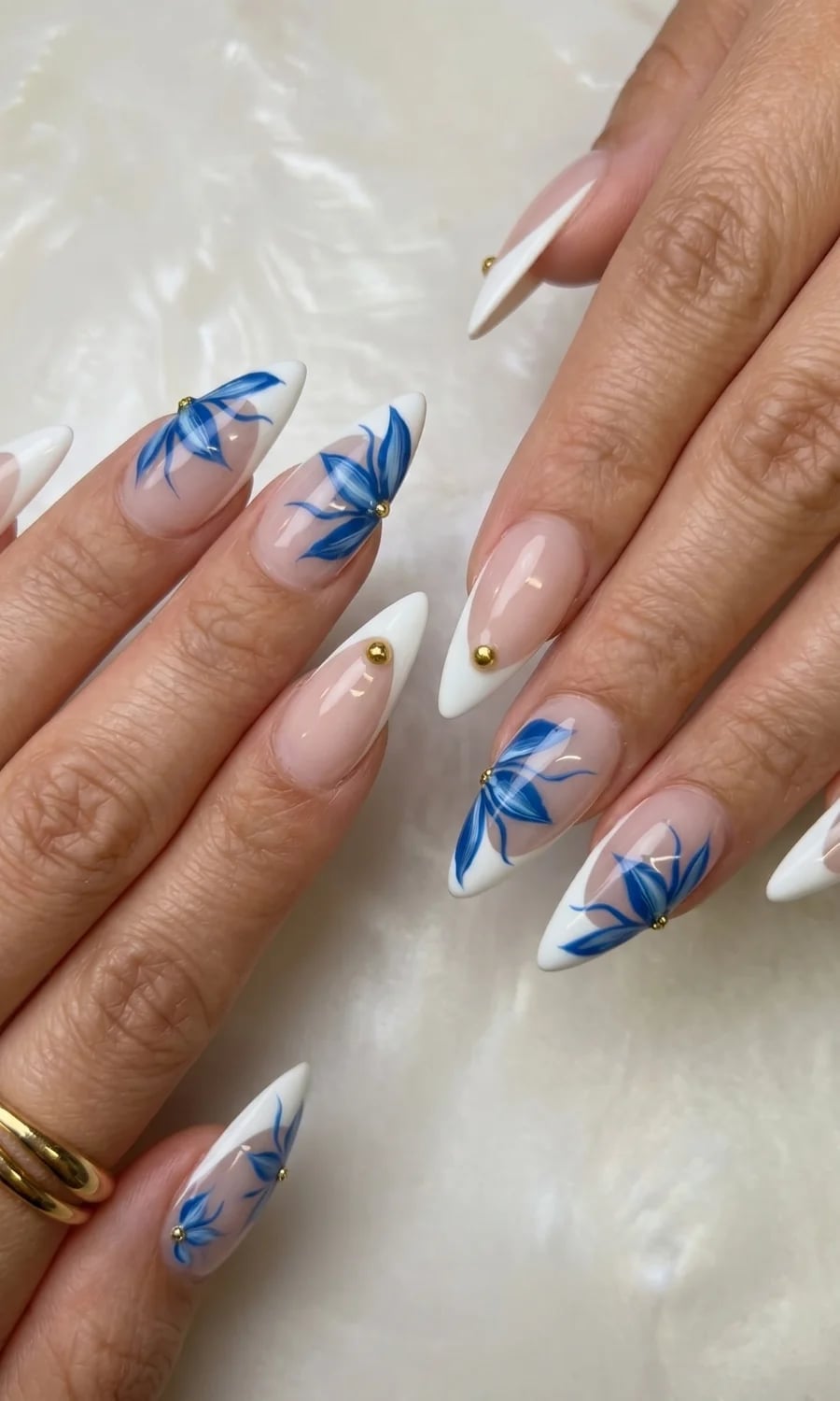 Dusty Rose Matte Stilettos With Rose Gold Accents Dusty Rose Matte Stilettos With Rose Gold Accents — Classy Stiletto Nails