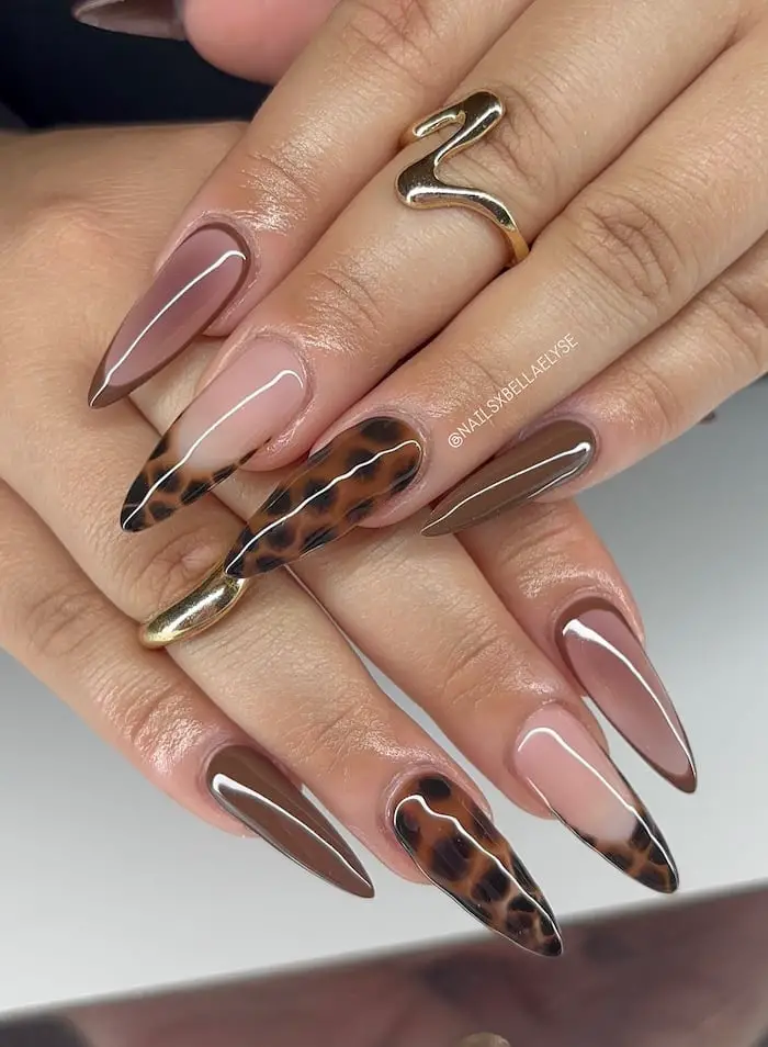 Tortoiseshell Pattern Stilettos With Glossy Finish Tortoiseshell Pattern Stilettos With Glossy Finish — Classy Stiletto Nails