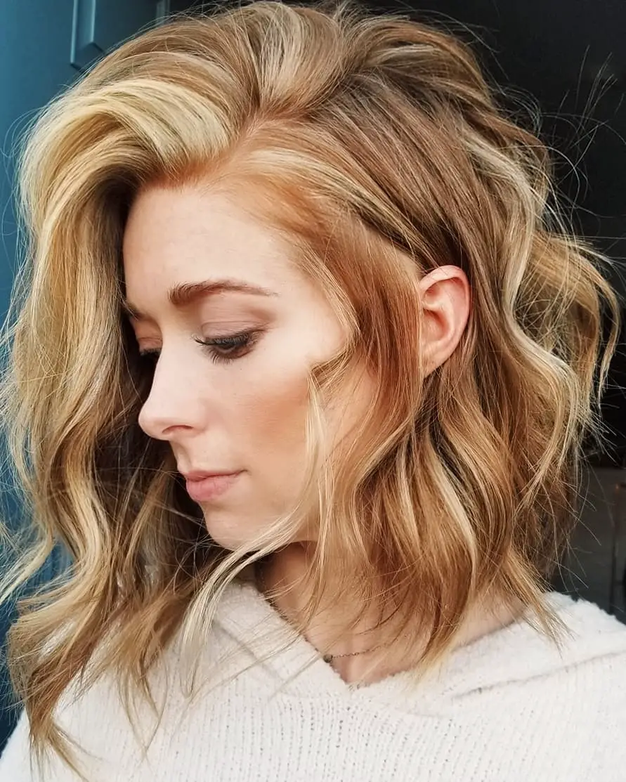 Collarbone Bob Strawberry Blonde Balayage Collarbone Bob Strawberry Blonde Balayage — Classy Strawberry Blonde
