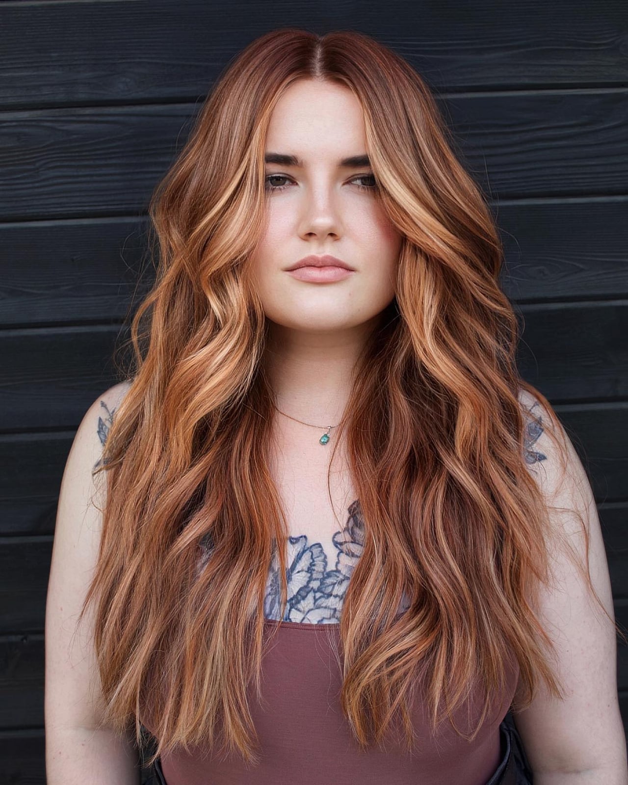 Mid-Back Layers Blowout With Curtain Bangs Mid-Back Layers Blowout With Curtain Bangs — Classy Strawberry Blonde