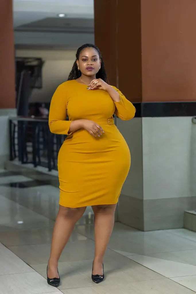 Mustard Yellow Stretch Jersey Pencil Dress — Classy Styling Dress