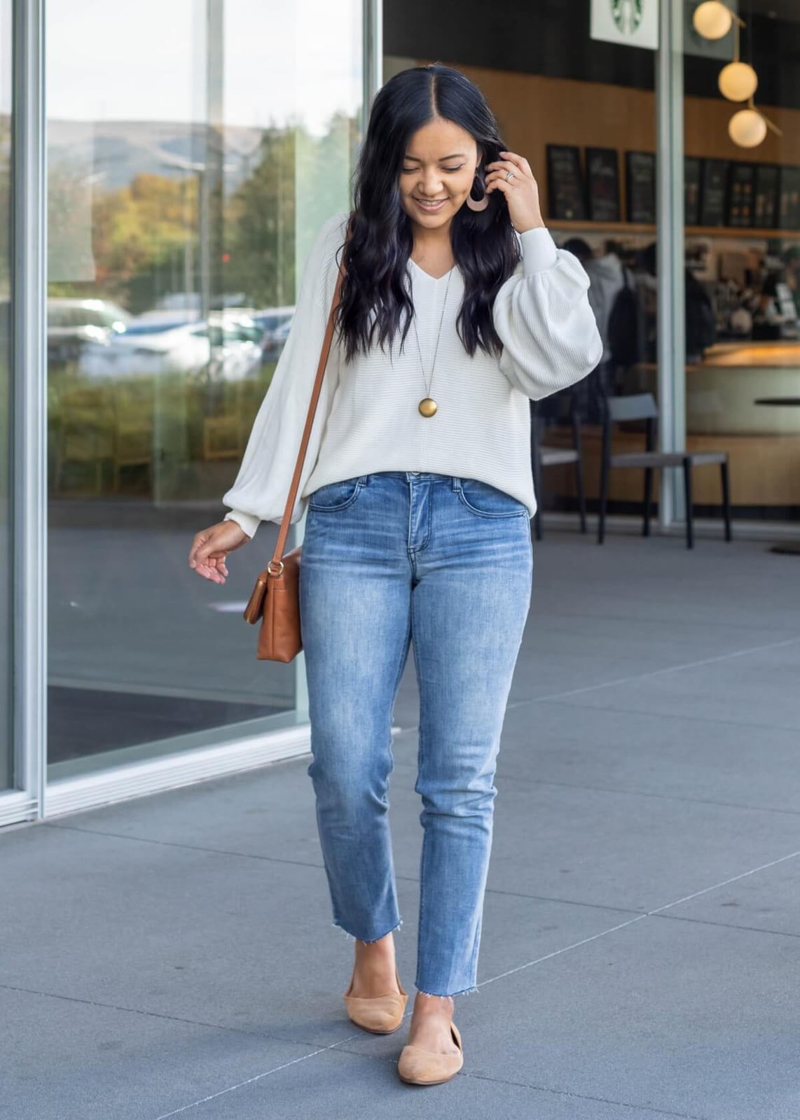 Ribbed Sweater With Balloon Sleeves — Classy Sweater Outfits for Women