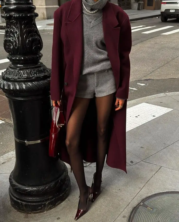 Layered Sweaters With Coat and Shorts — Classy Sweater Outfits for Women