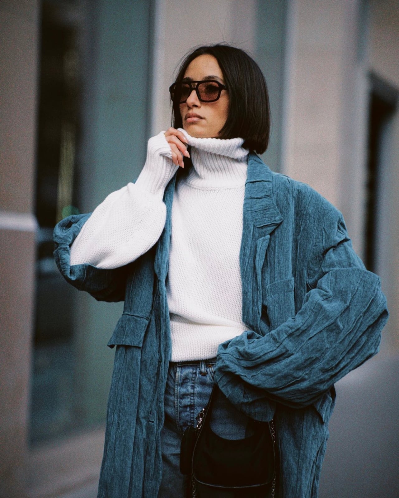 Turtleneck Sweater Under Textured Jacket — Classy Sweater Outfits for Women