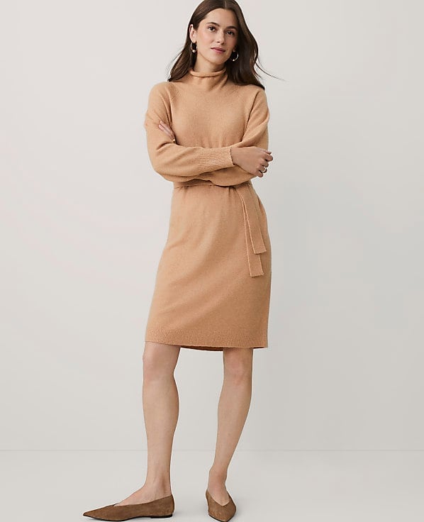 Tan Knit Midi Dress with Turtleneck Tan Knit Midi Dress with Turtleneck — Classy Tan Dress