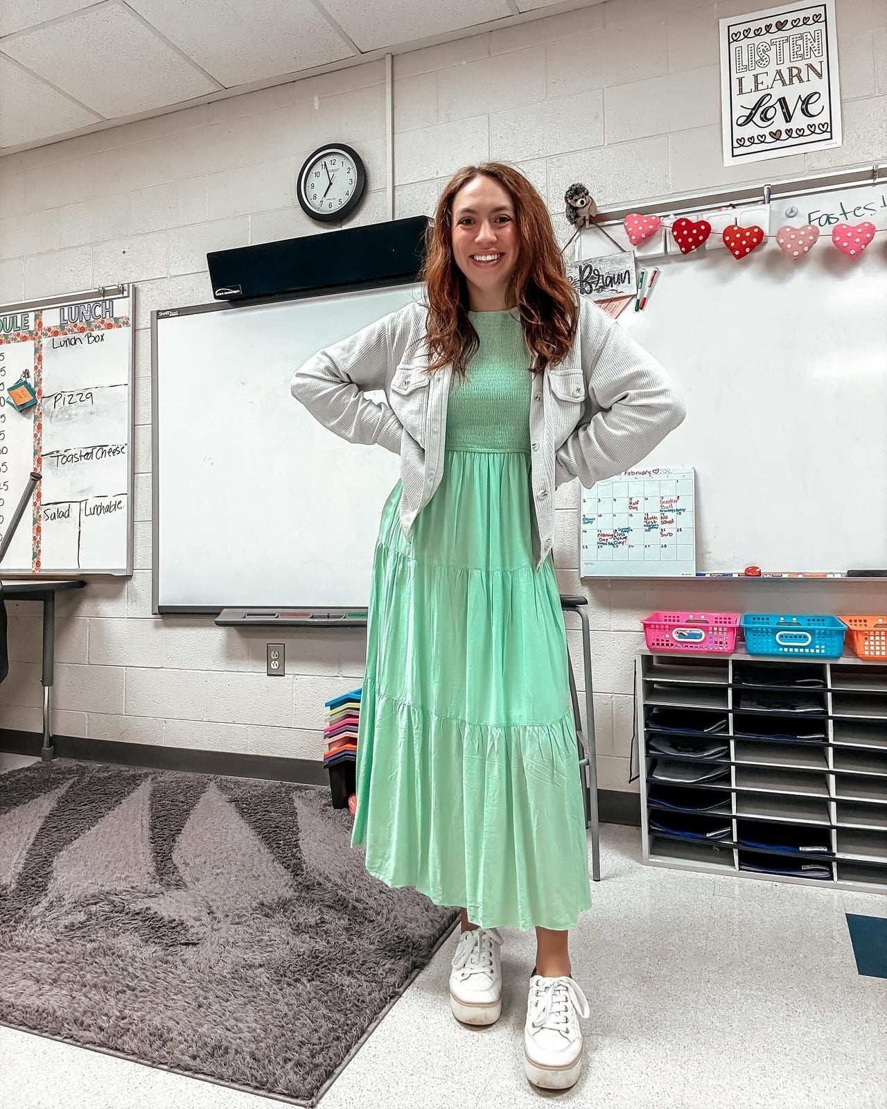 Mint Green Tiered Maxi Dress With Gray Jacket Mint Green Tiered Maxi Dress With Gray Jacket — Classy Teacher Outfits