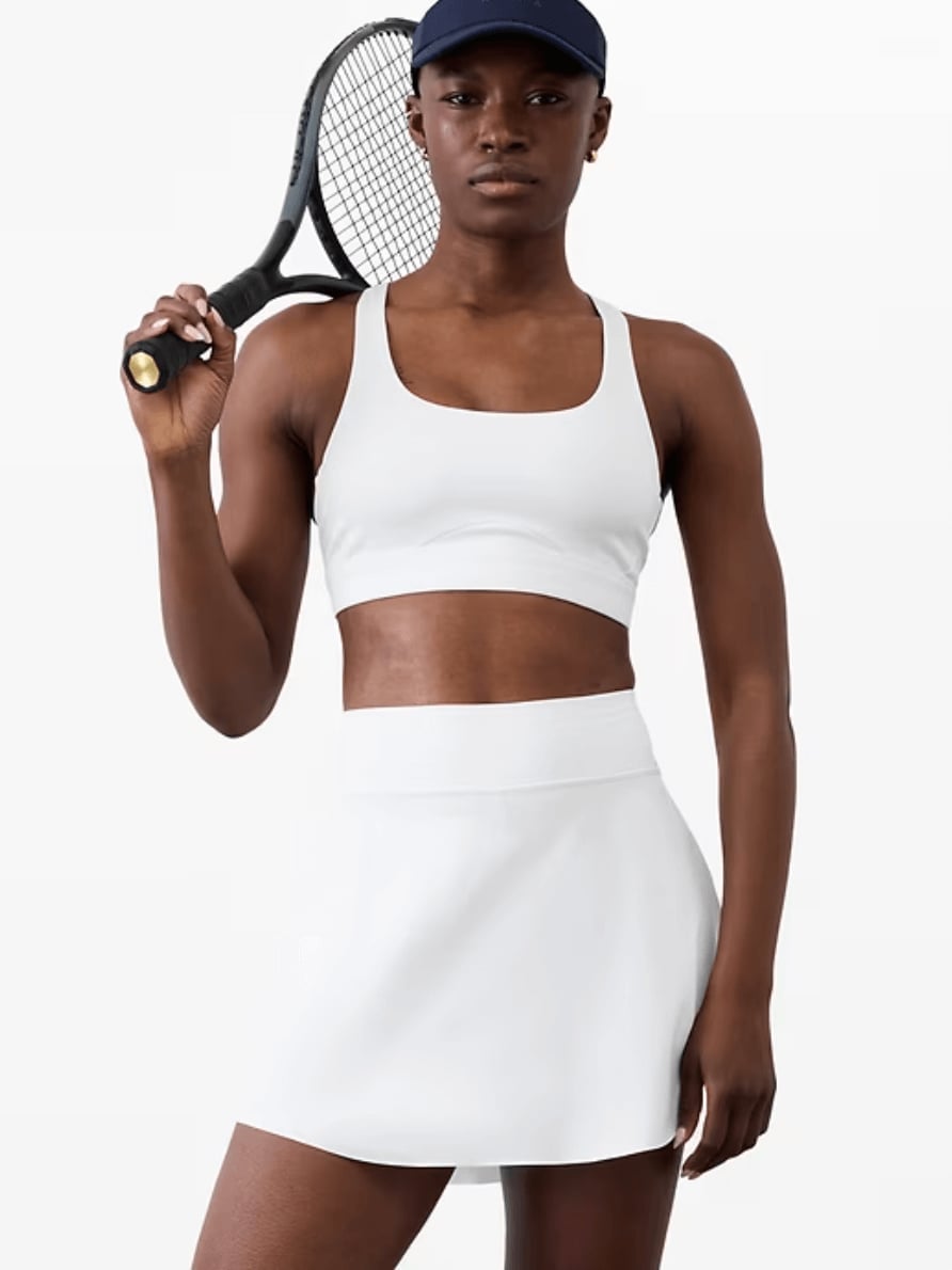 White Tennis Skirt with Navy Cap — Classy Tennis Skirt Outfits