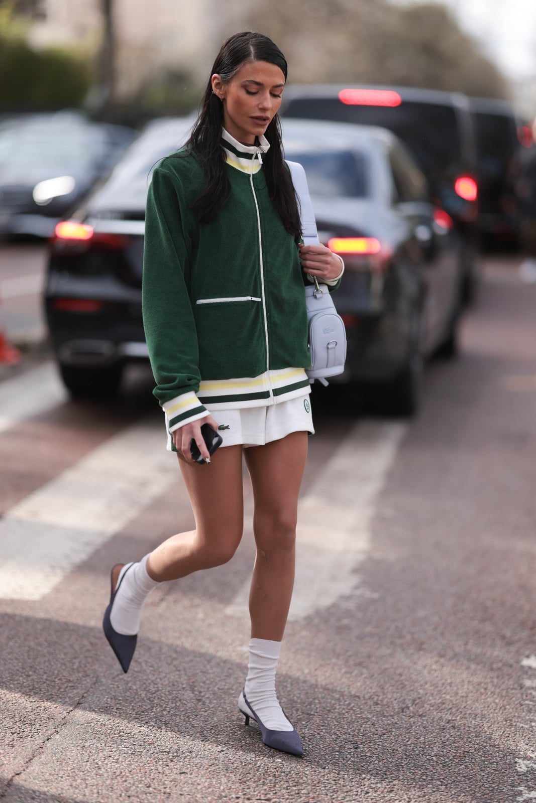 Velour Jacket Over Tennis Skirt — Classy Tennis Skirt Outfits