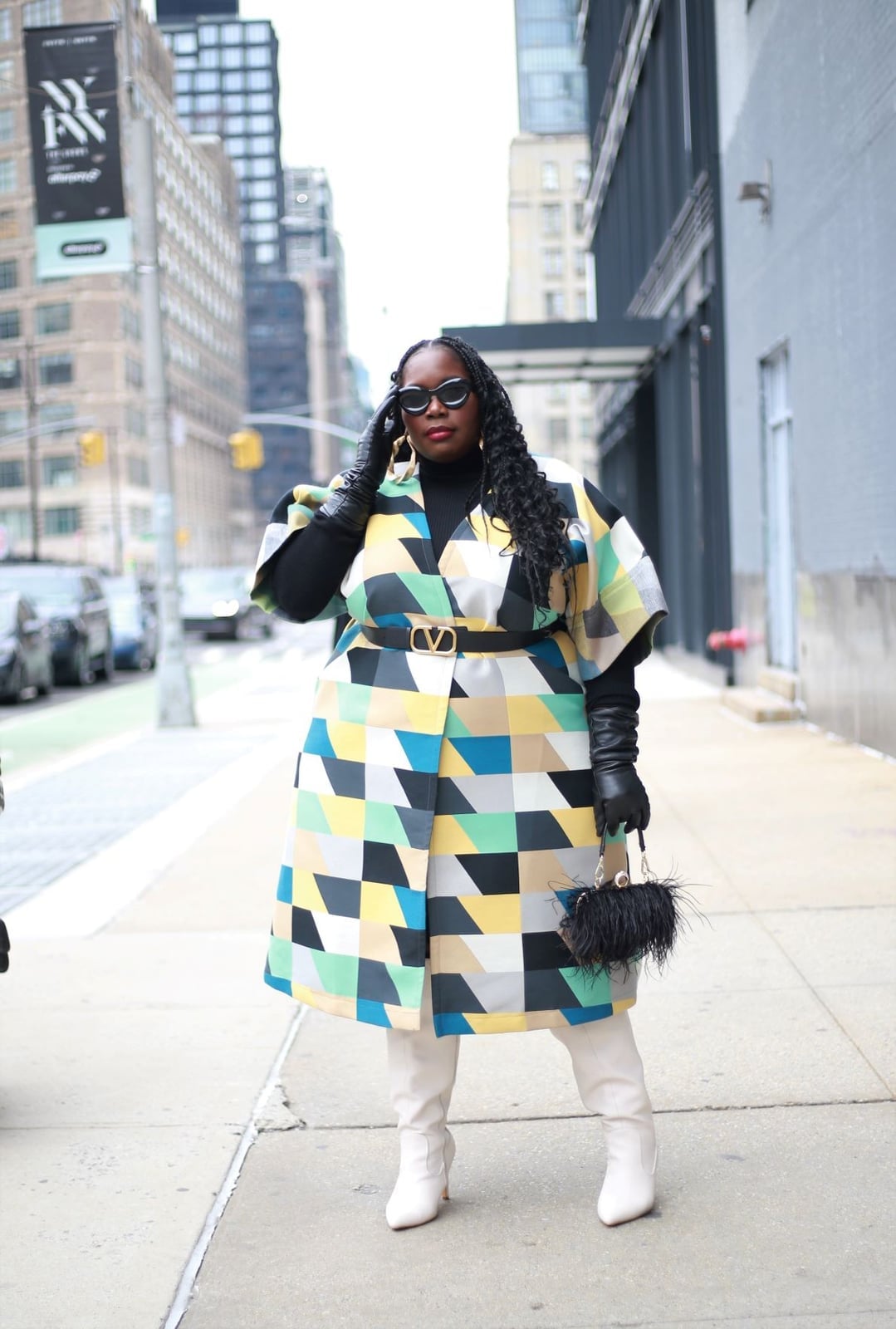 Geometric Print Coat — Classy Theater Outfits