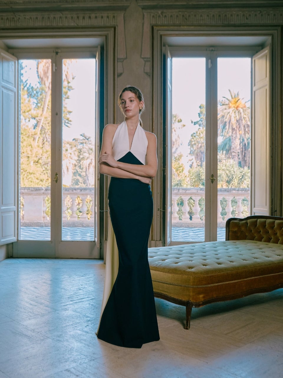 Black and White Halter Neck Gown — Classy Theater Outfits