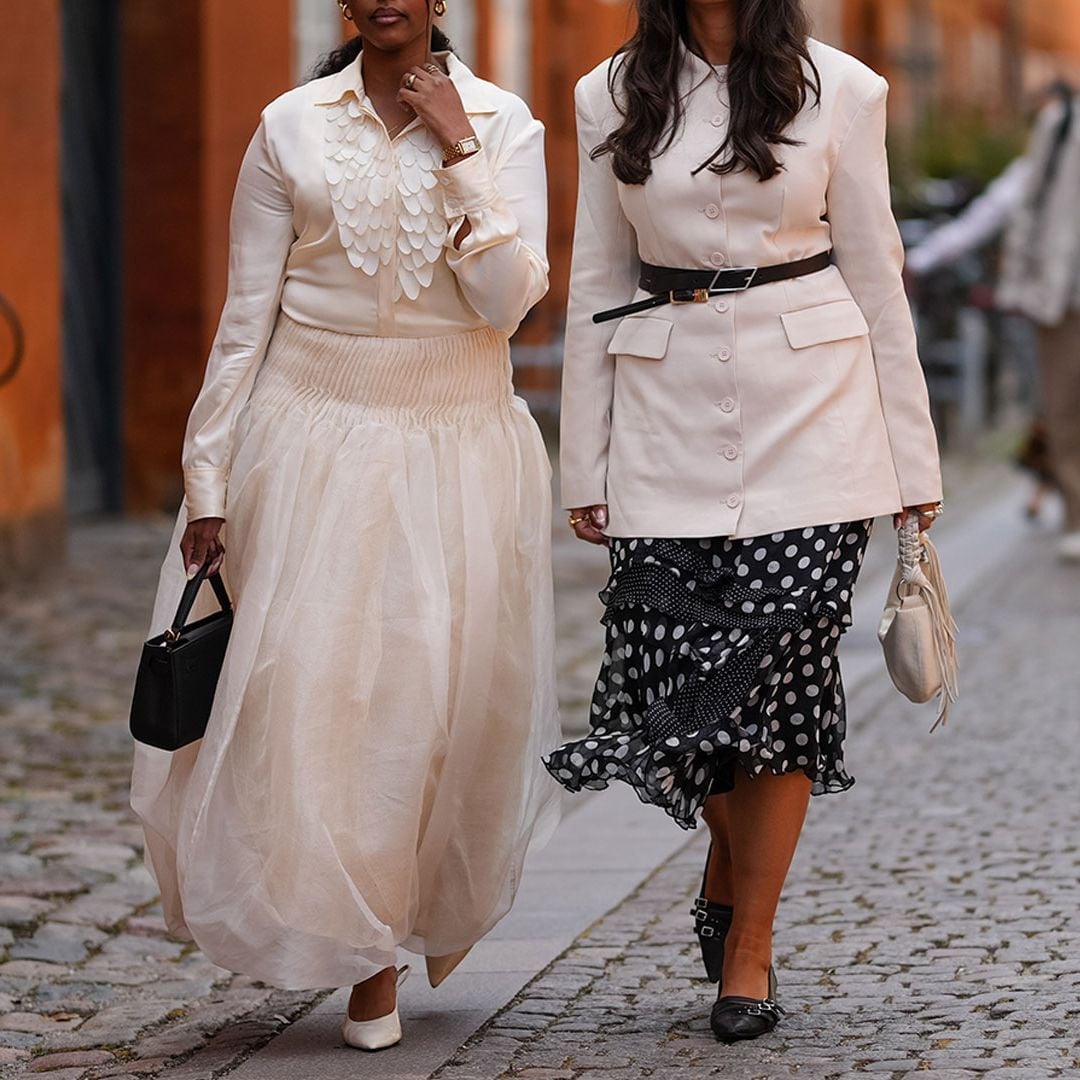 Cream Blazer with Polka Dot Midi Skirt — Classy Theater Outfits