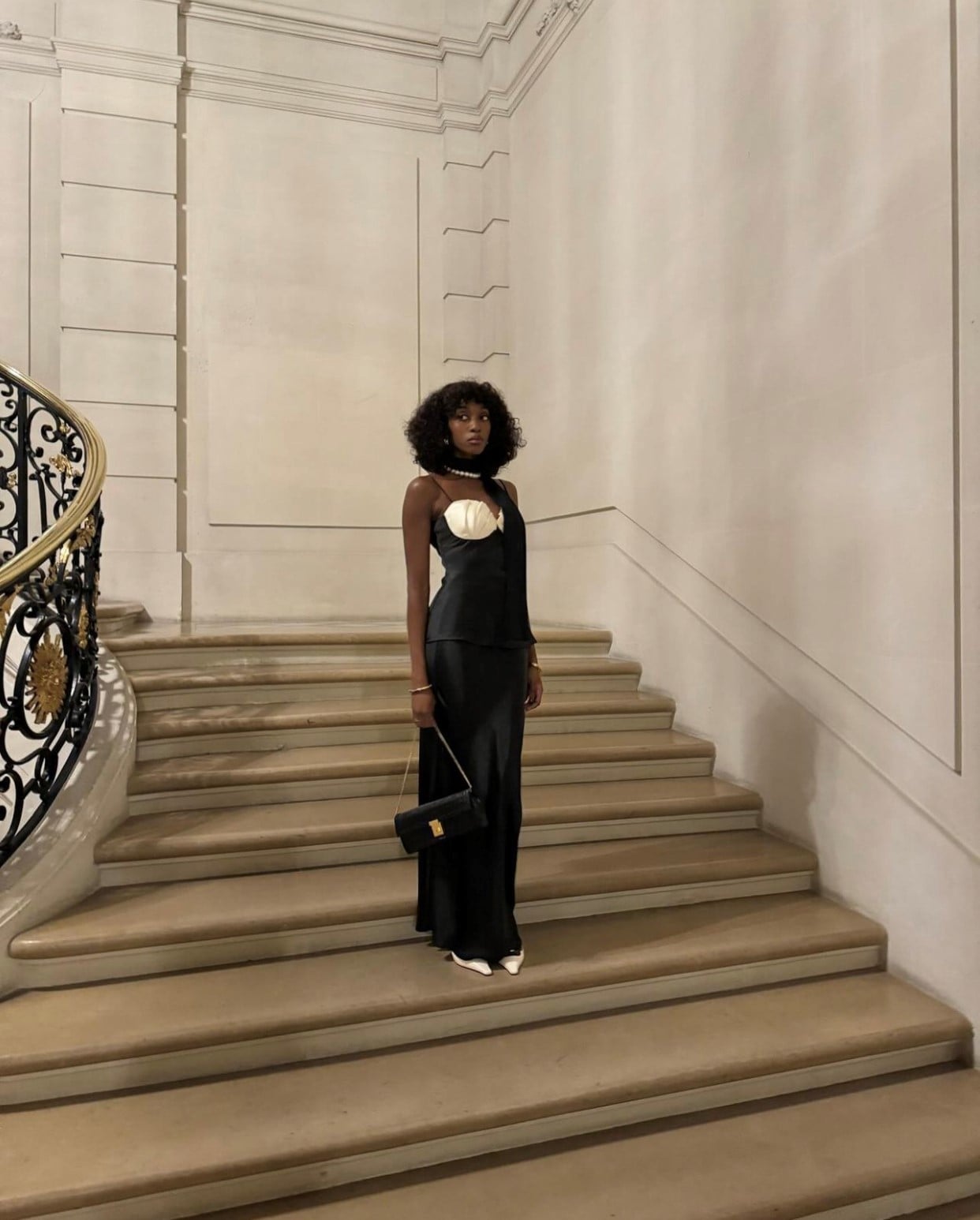 Black Gown with Asymmetrical Neckline — Classy Theater Outfits