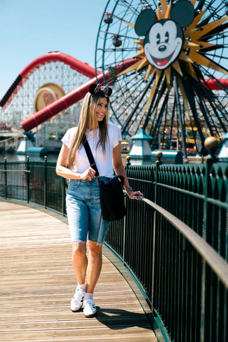 Distressed Denim Shorts and Mickey Mouse Ears Distressed Denim Shorts and Mickey Mouse Ears — Classy Theme Park Outfits