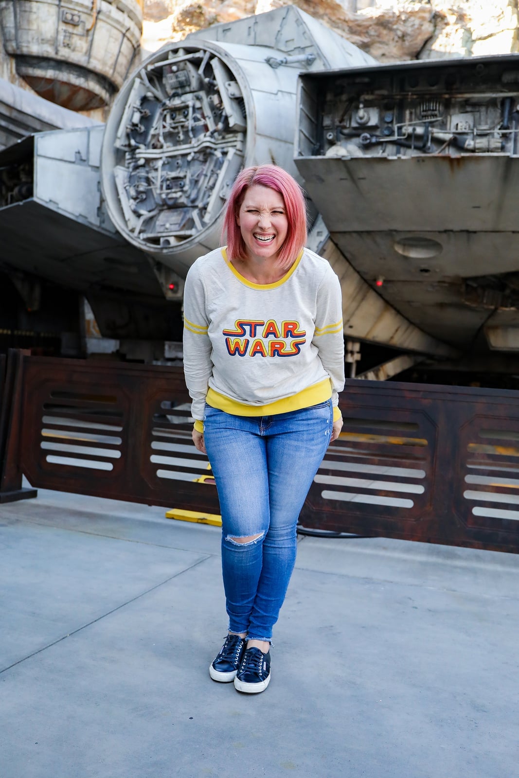Star Wars Sweatshirt and Distressed Jeans Theme Park Casual Star Wars Sweatshirt and Distressed Jeans Theme Park Casual — Classy Theme Park Outfits
