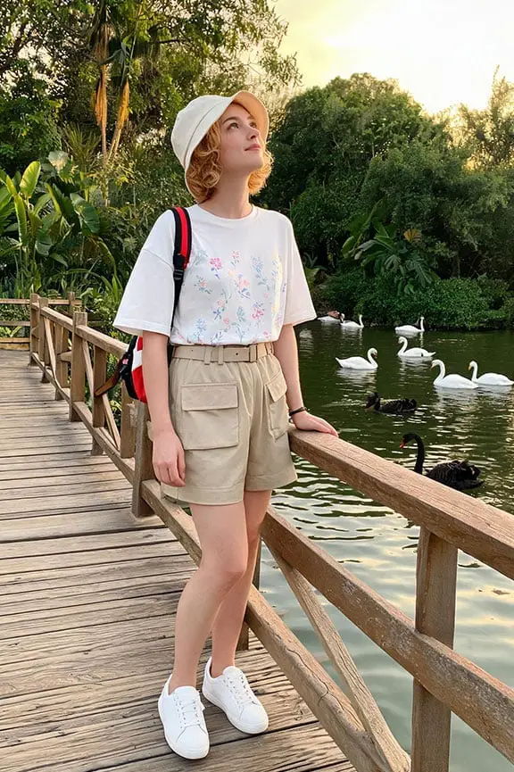 Utility Shorts and Graphic Tee Theme Park Casual Utility Shorts and Graphic Tee Theme Park Casual — Classy Theme Park Outfits