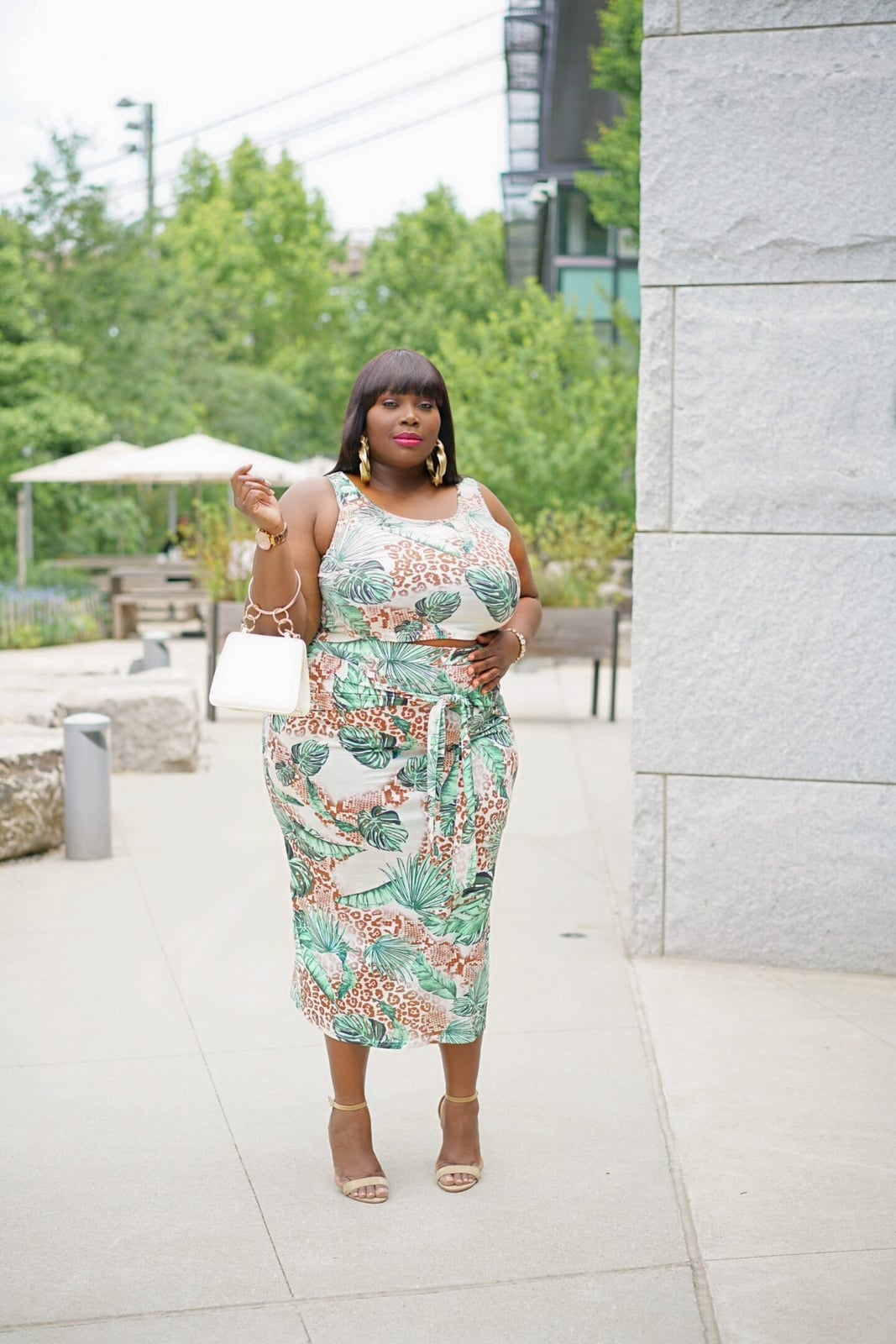 Tropical Print Crop Top and Pencil Skirt Set — Classy Tropical Outfits