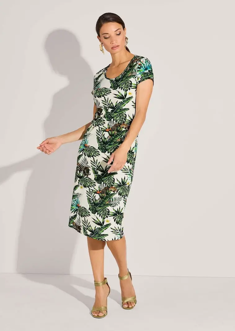 Fitted Sheath Dress with Jungle Print — Classy Tropical Outfits