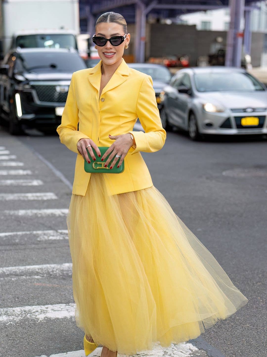 Bright Yellow Tulle Midi Skirt with Matching Blazer Bright Yellow Tulle Midi Skirt with Matching Blazer — Classy Tulle Skirt Outfits