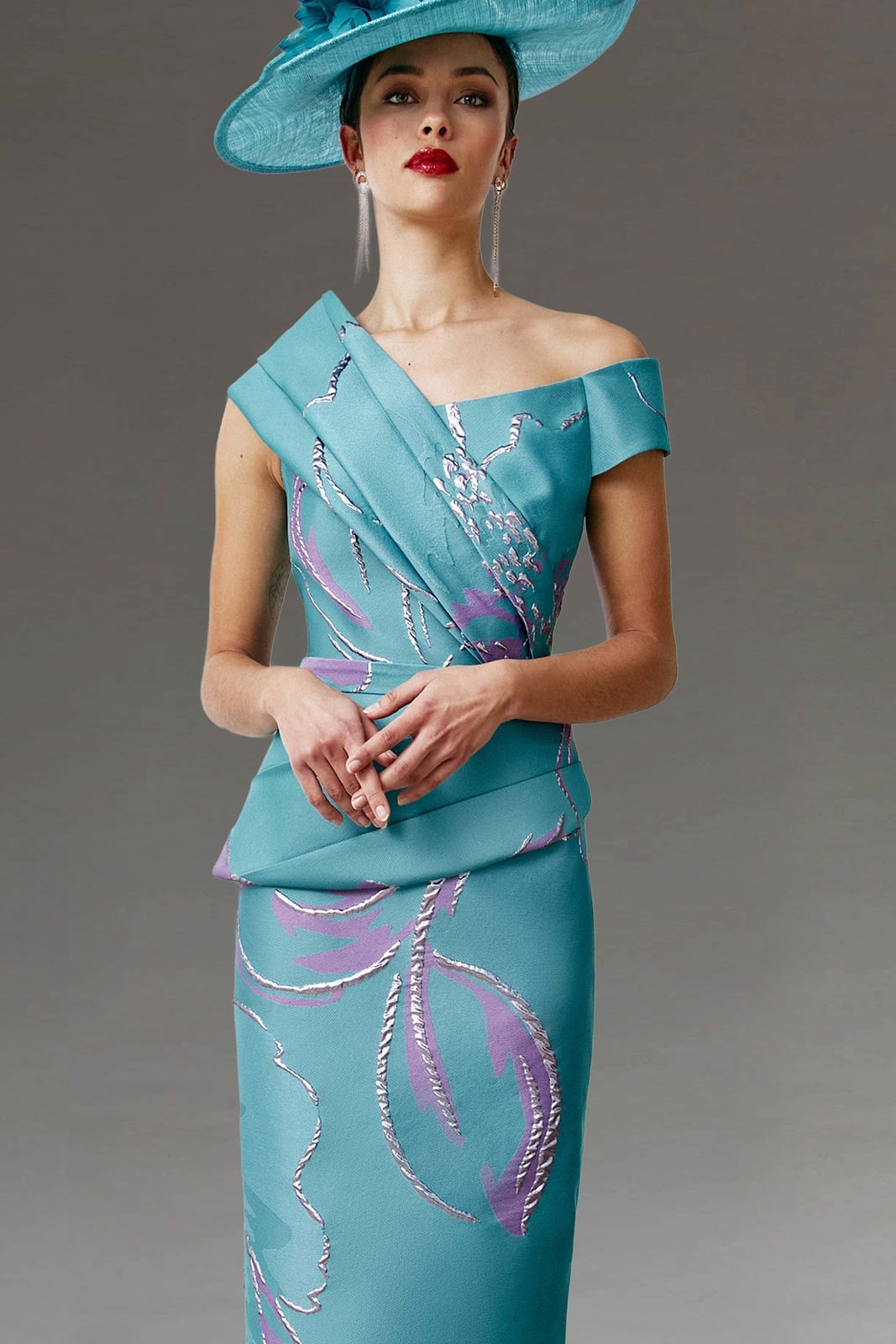 Teal Textured Woven Dress with Asymmetrical Neckline Teal Textured Woven Dress with Asymmetrical Neckline — Classy Turquoise Dress
