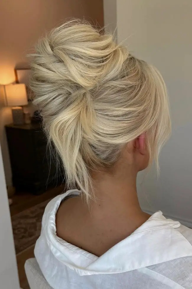 Voluminous Blonde Textured Bun — Classy Twist Updo