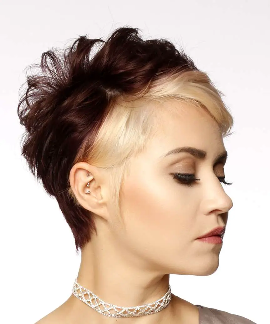 Pixie Split Dye Dark Brown Platinum Pixie Split Dye Dark Brown Platinum — Classy Two Tone Hair