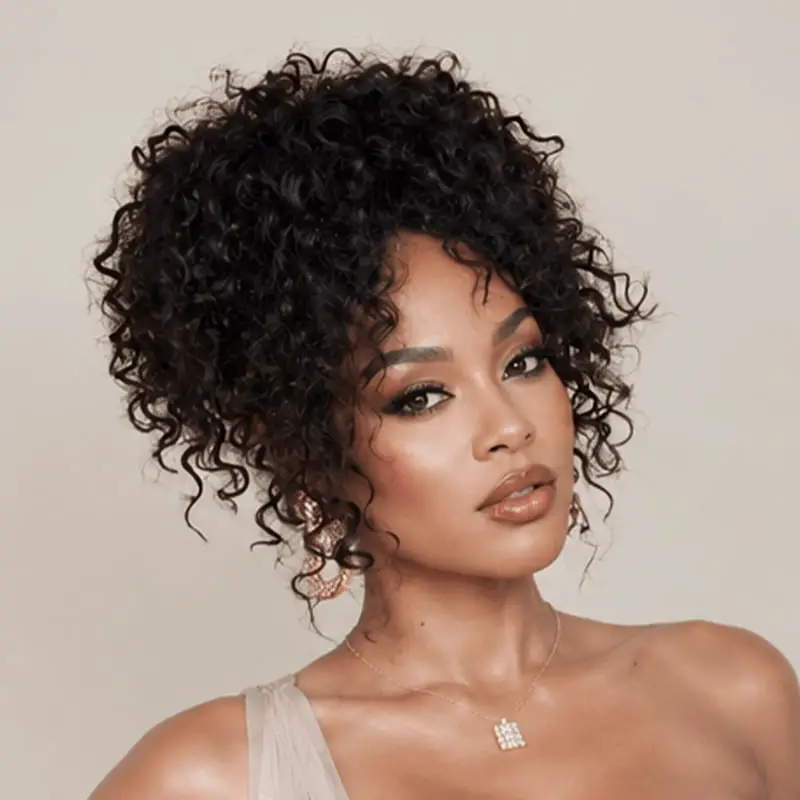 Voluminous Black Curly Updo Voluminous Black Curly Updo — Classy Updo Wig
