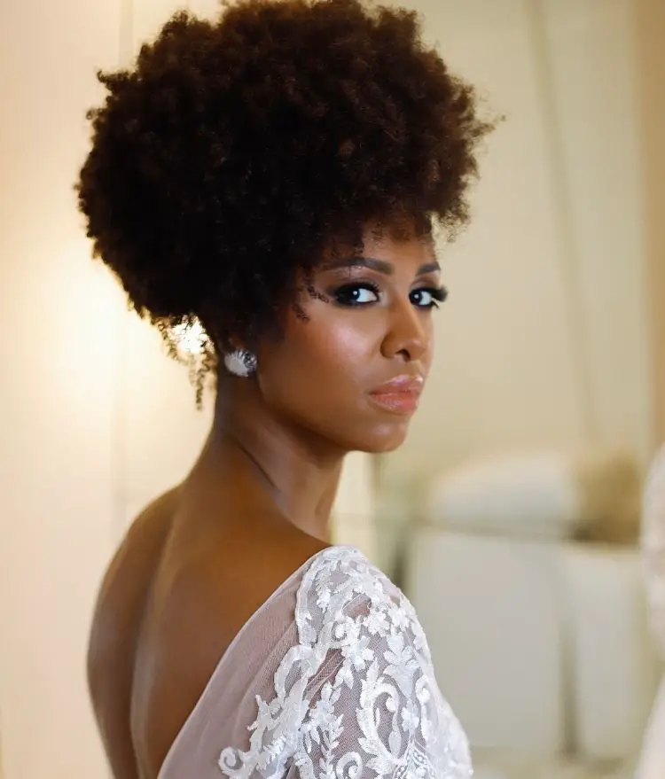 Voluminous Dark Brown Coily Afro Updo Voluminous Dark Brown Coily Afro Updo — Classy Updo Wig