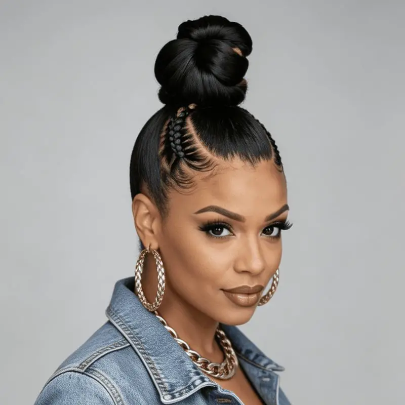 Jet Black Updo With Intricate Braids Jet Black Updo With Intricate Braids — Classy Updo Wig