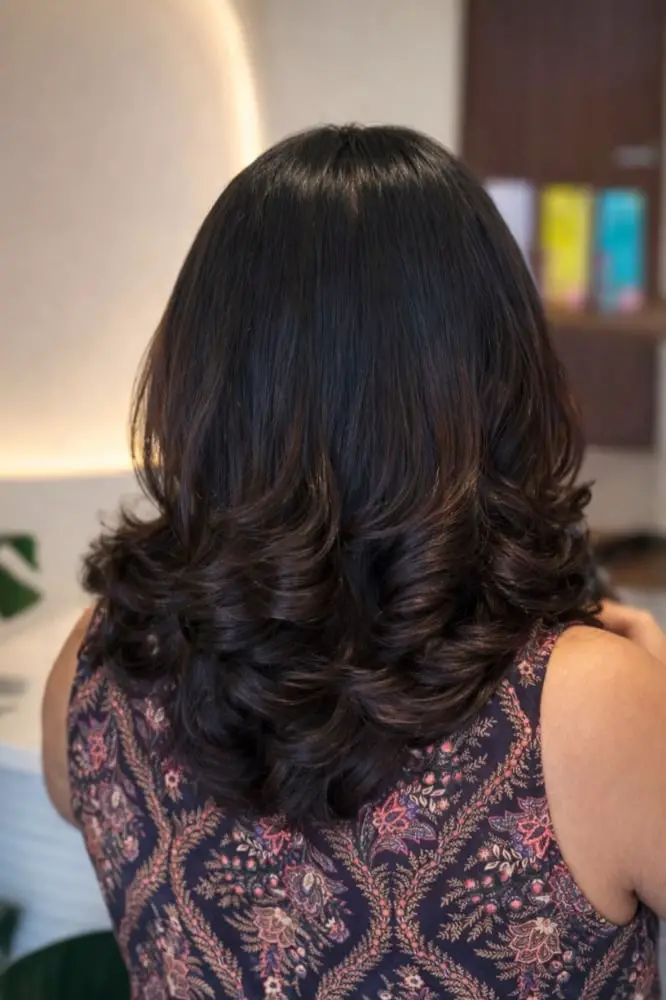 Mid-Back Dark Brown Layered Curled Ends — Classy Wavy Hair Hairstyles