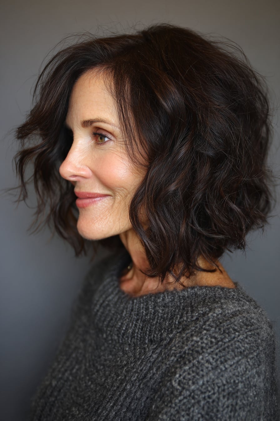 Collarbone Dark Brown Subtle Highlights Loose Waves, Close-Up Take — Classy Wavy Hair Hairstyles