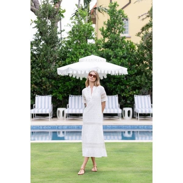 White Cotton Maxi Dress with Lace Trim — Classy White Dresses Outfit