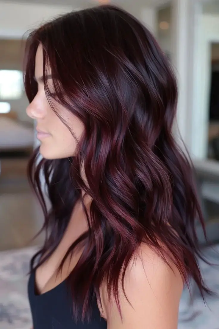 Mid-Back Burgundy Balayage Gradient — Classy Wine Red Hair