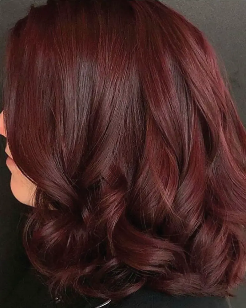 Deep Cherry Red With Brighter Money Piece — Classy Wine Red Hair